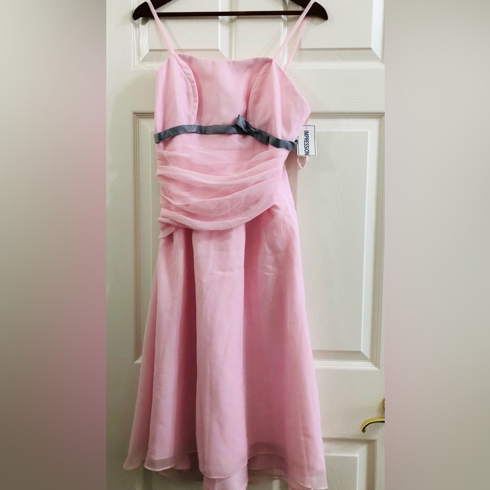 Impressions #1635 Cotton Candy Pink Dress Platinum Accent Size 6 NWT